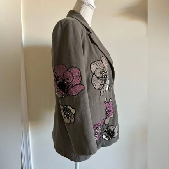 Anthropologie Dhruv Kapoor Floral Embellished Blazer Jacket size S - Picture 5 of 11
